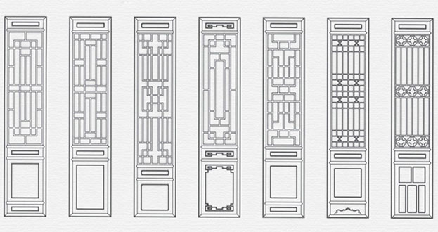 辉县常用中式仿古花窗图案隔断设计图