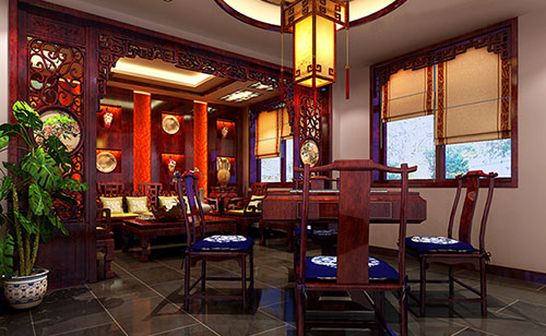 辉县古典中式风格茶楼包间设计装修效果图